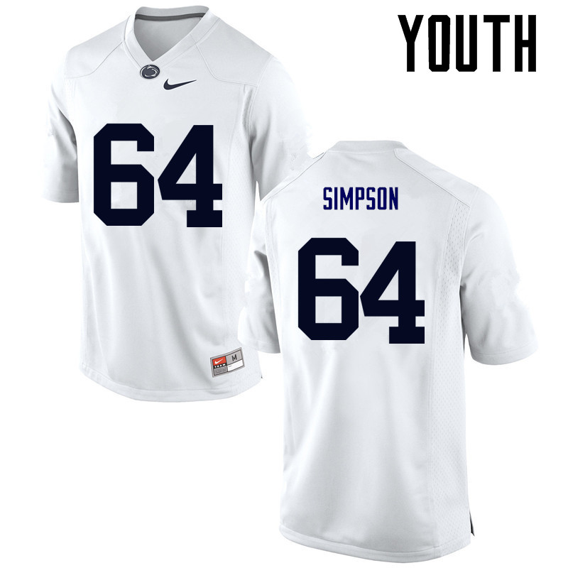 NCAA Nike Youth Penn State Nittany Lions Zach Simpson #64 College Football Authentic White Stitched Jersey RZC1298DA